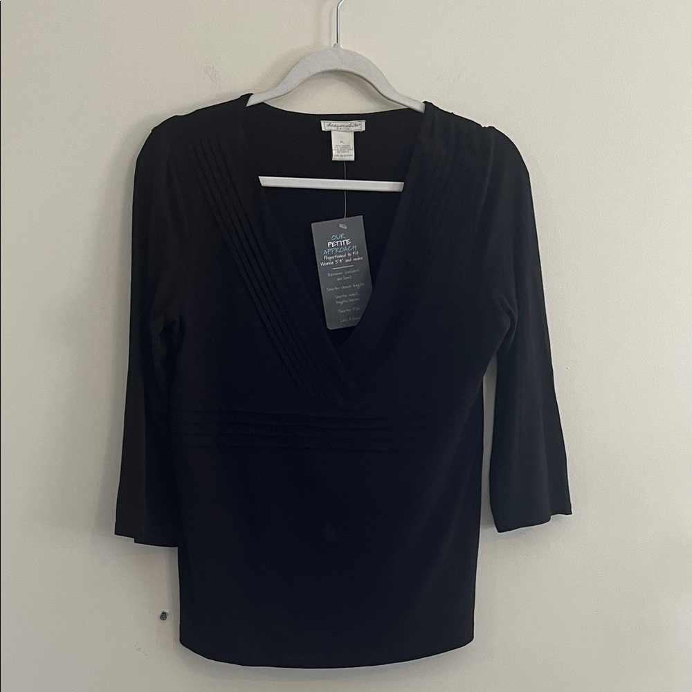 Vintage Deane & White‎ Black Babydoll Surplice V Neck Top Y2K Dark Romantic NWT
